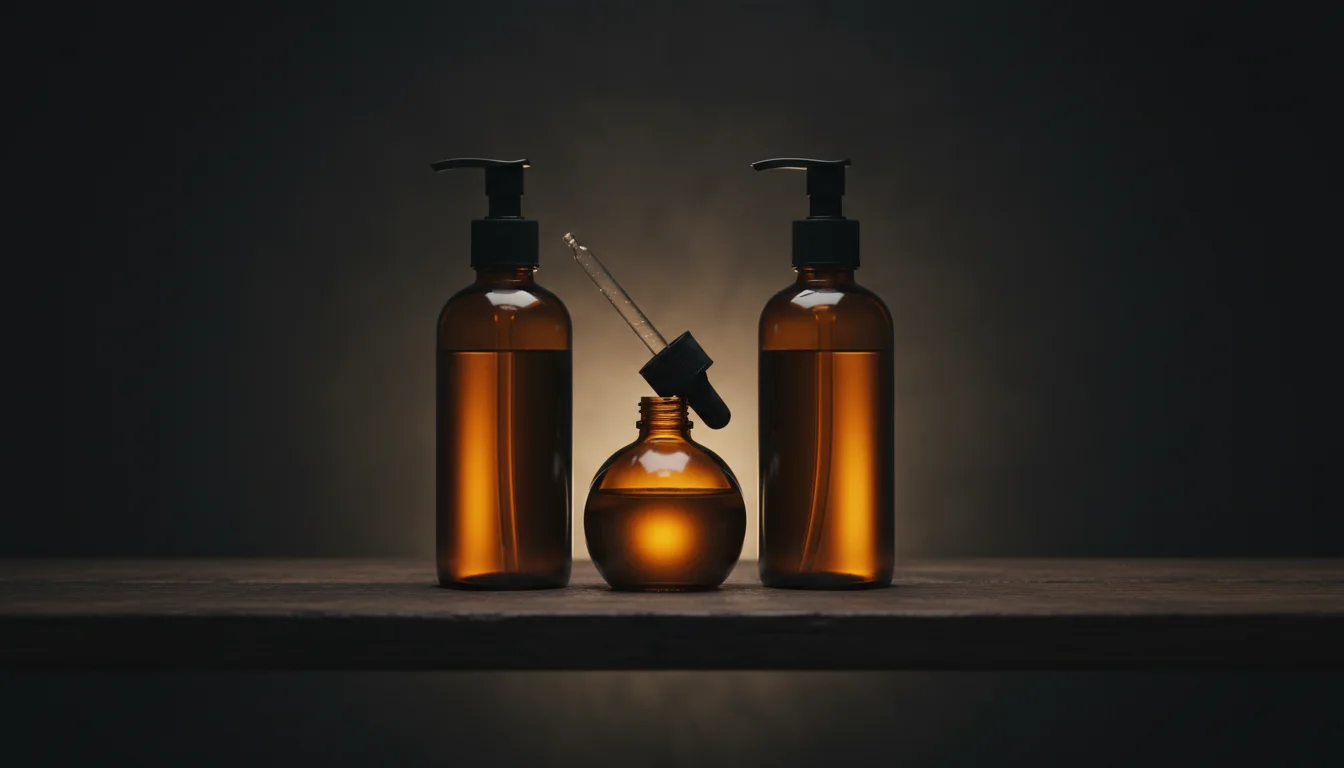Flaconi di prodotti per barba e capelli